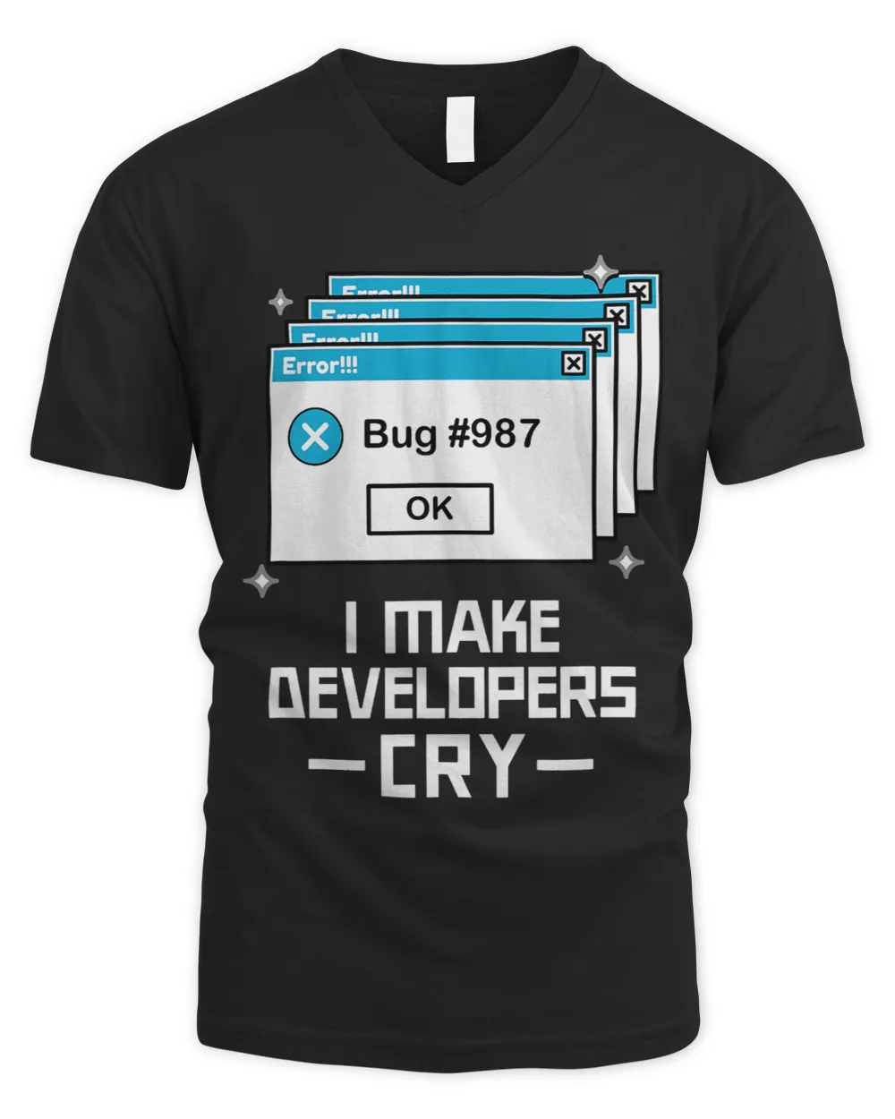 Funny QA Engineer QA Shirt I Make Developers Cry QA Tester Men's V-Neck T-Shirt black s
