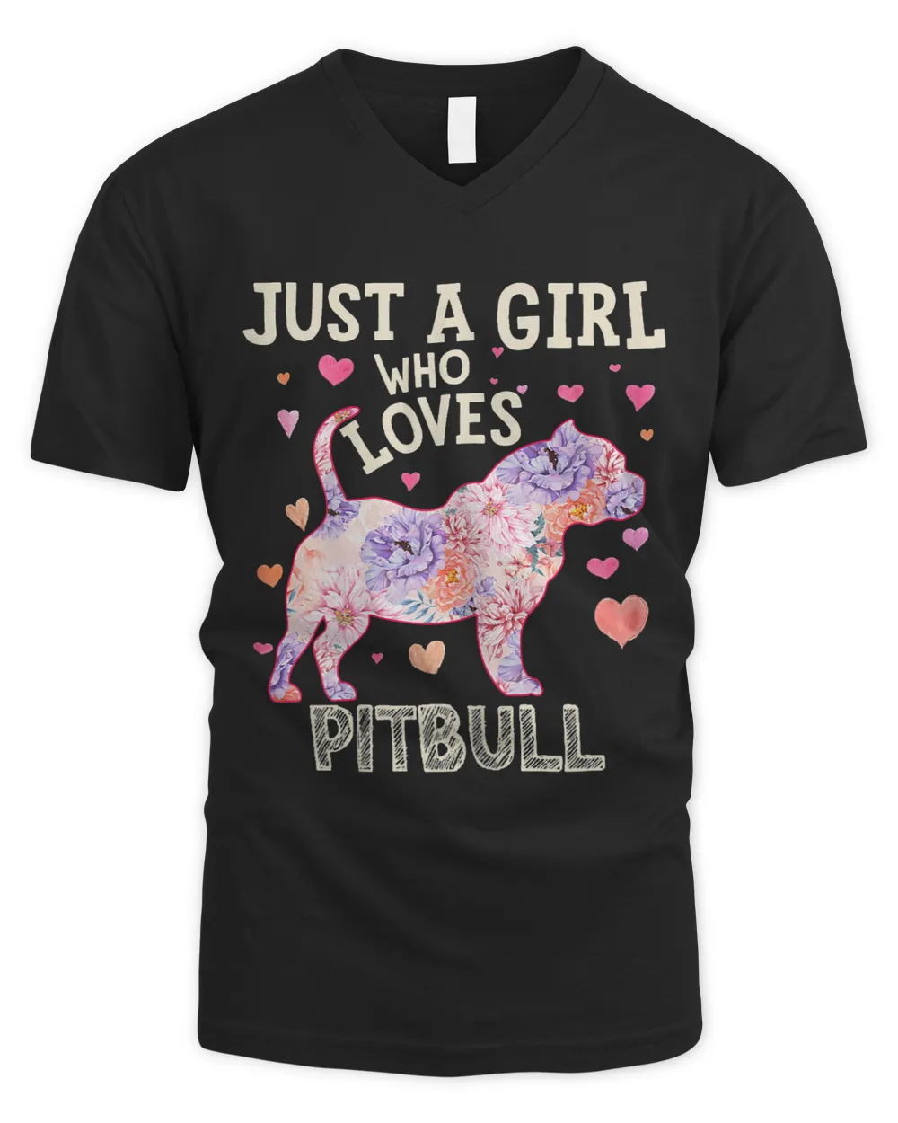 Womens Just A Girl Who Loves Pitbull Dog Flower
