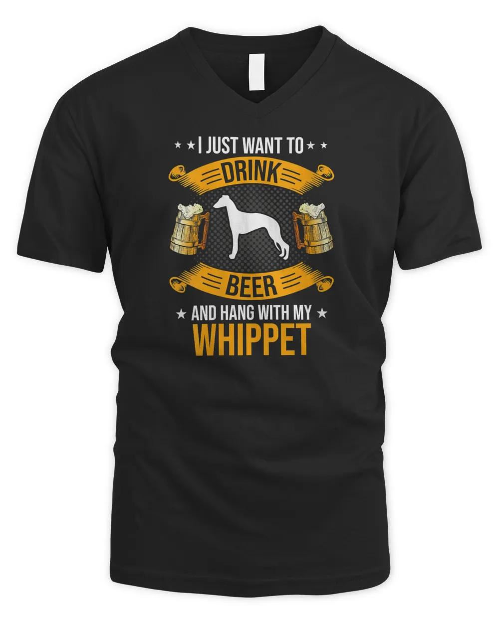Womens Drink Beer And Hang With My Whippet Dog Lover V-Neck T-Shirt