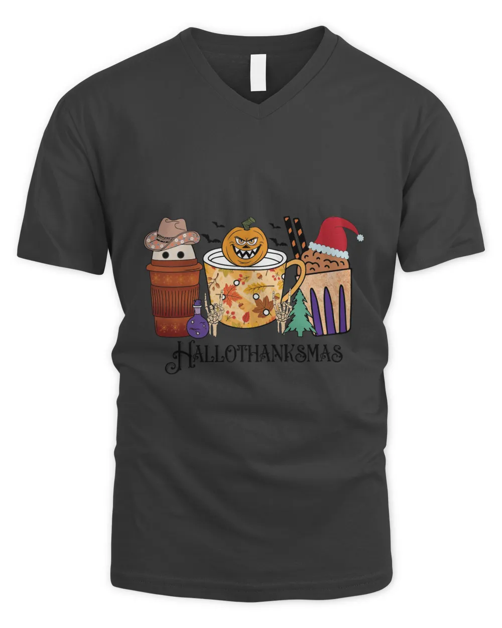 Happy Halloween shirt, Happy Hallothanksmas shirt, Christmas Coffee, Halloween Coffee, Fall Coffee (46)