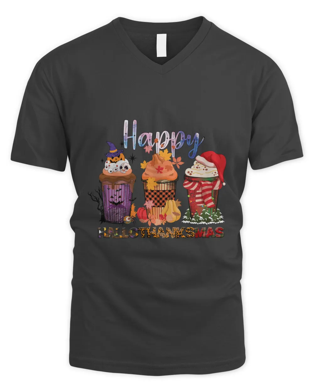 Happy Halloween shirt, Happy Hallothanksmas shirt, Christmas Coffee, Halloween Coffee, Fall Coffee (60)