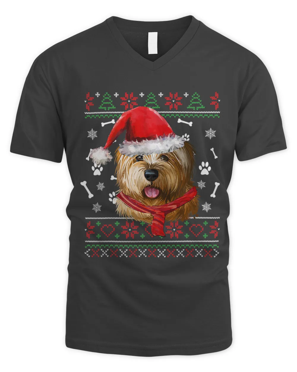 Ugly Sweater Christmas Norfolk Terrier Santa Hat Pajama Xmas