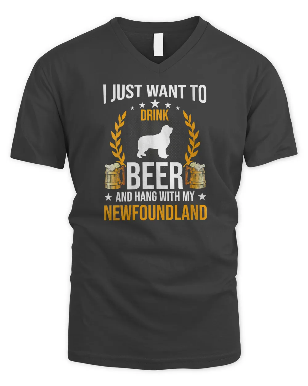 Womens Drink Beer And Hang With My Newfoundland Dog Lover V-Neck T-Shirt