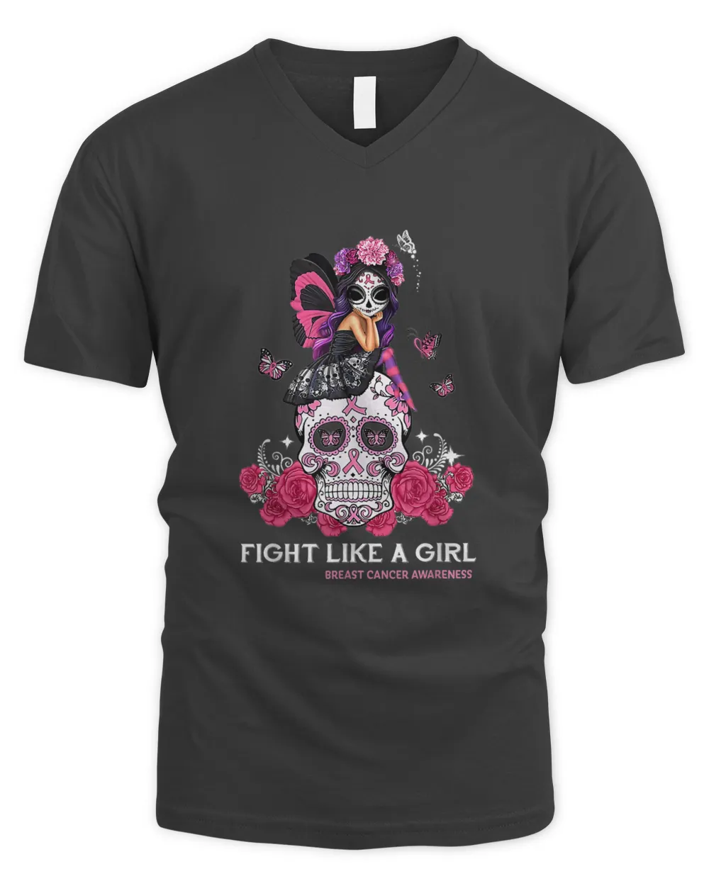 Sugar Skull Fight Breast Cancer Awareness Like A Girl