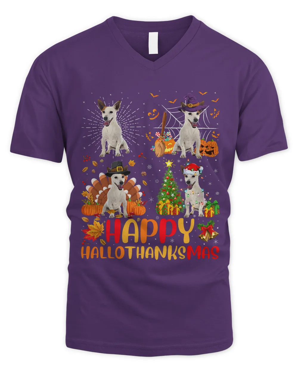 Halloween Christmas Funny Rat Terrier Dog Hallothanksmas