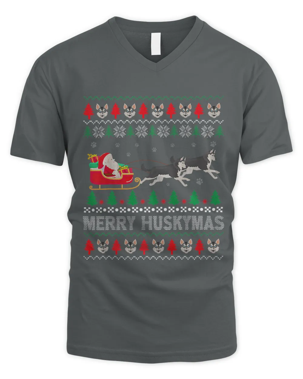 Merry Huskymas Siberian Husky Dogs Ugly Christmas Sweater 178