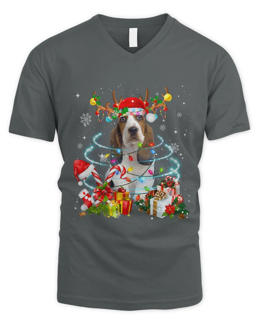 Basset Hound Reindeer Christmas Tree Lights Pajama Dog Xmas 203