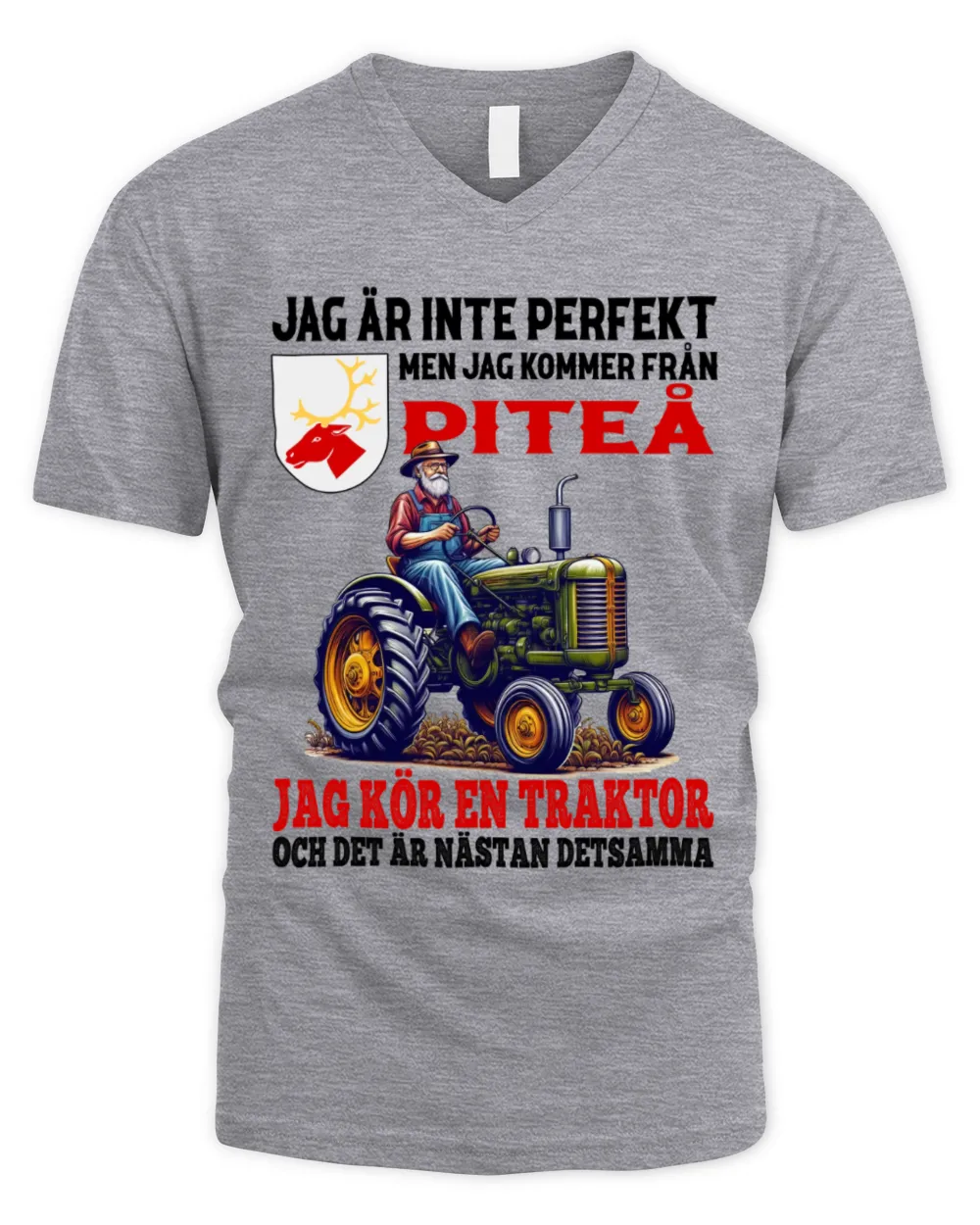 ptraswe-PITEÅ Men's V-Neck T-Shirt sport-grey s