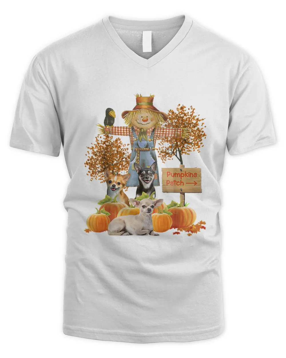 Cute Chihuahua Dogs And Pumpkins Funny For Halloween  T-Shirt