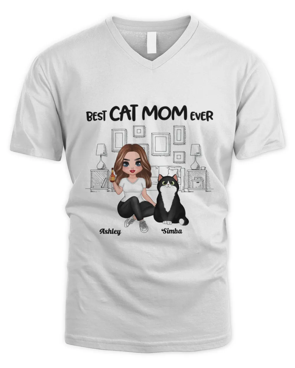 Outline Background In House Best Cat Mom Ever Personalized QTCAT241222A1