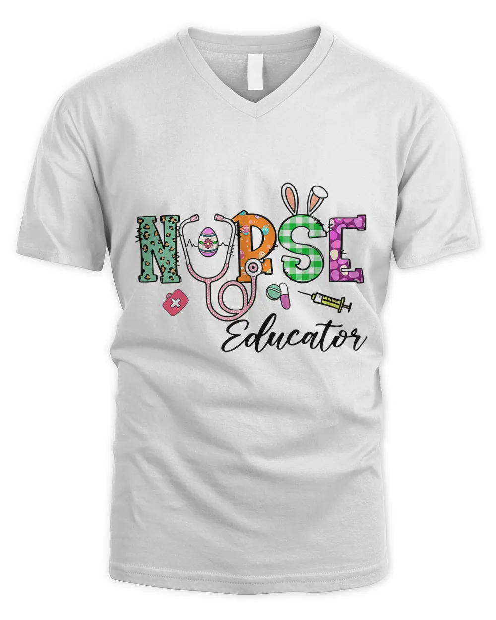 Nurse Educator Stethoscope Nursing Easter Bunny Easter Day T-Shirt
