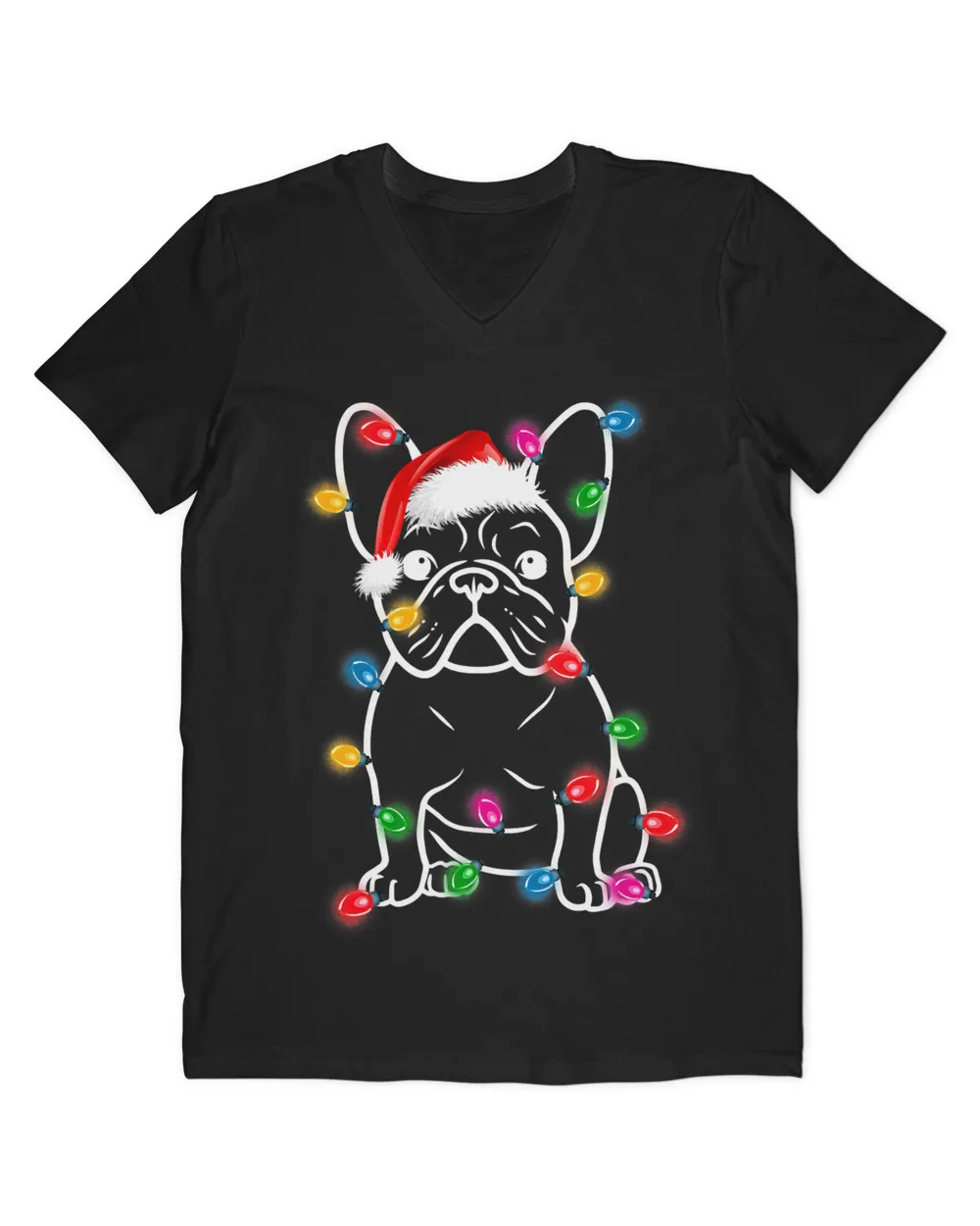 Funny French Bulldog Dog Tree Christmas Lights Xmas Pajama T Shirt