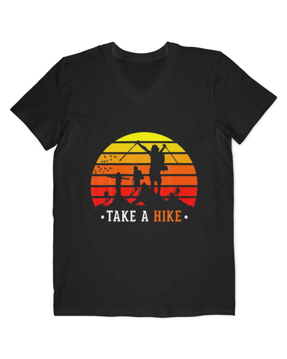 Vintage Sunset Take A Hike Hiking Camping Holiday Vacation Ladies Fitted T-Shirt