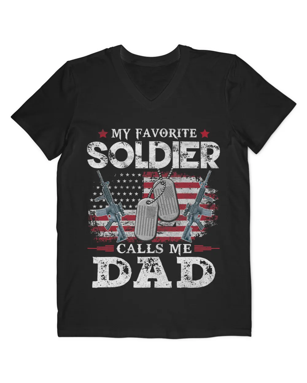 Mens My Favorite Soldier Calls Me Dad USA Flag Fathers Day