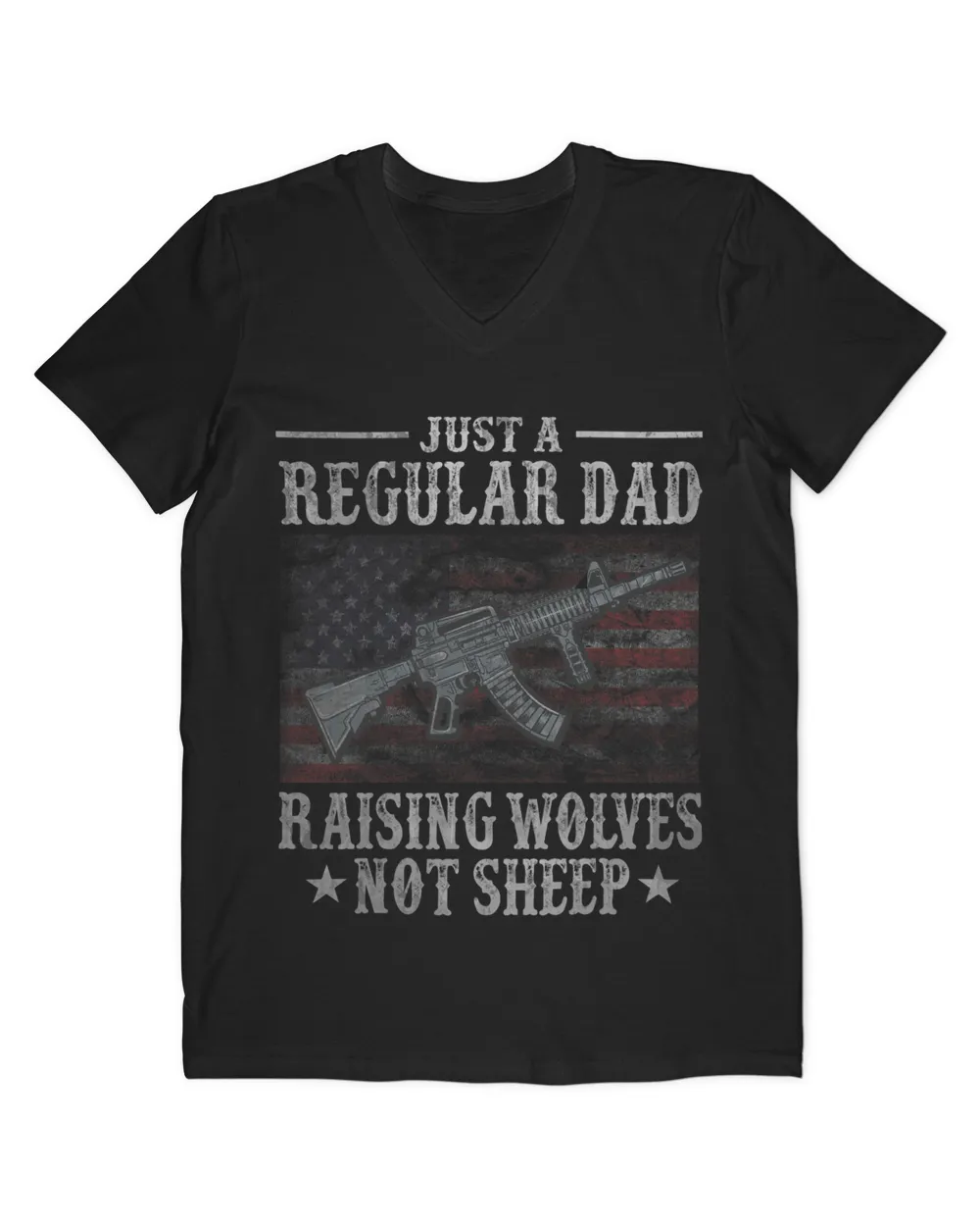 US Flag Regular Dad Raising Wolves Not Sheep 4th of July 21