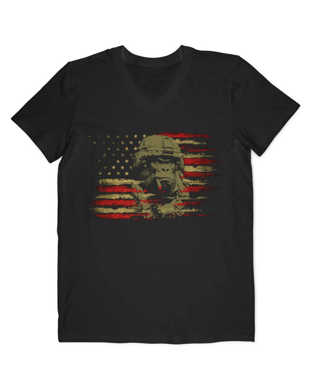 Hiking ( Hiking Trails ) - Bigfoot And An American Flag Theme T-shirt