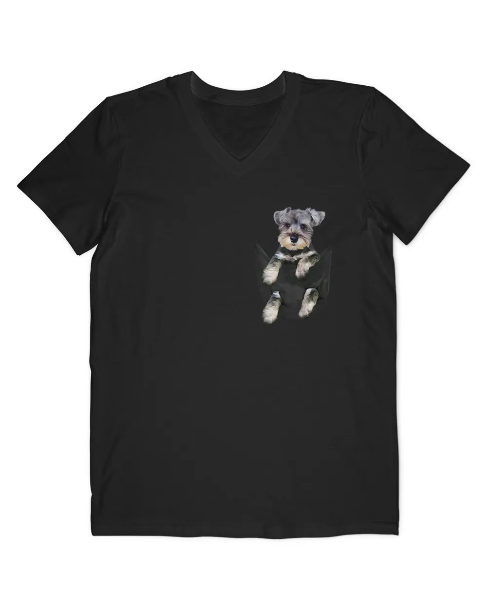 Womens Schnauzer Dog in Pocket Puppy Gifts V-Neck T-Shirt