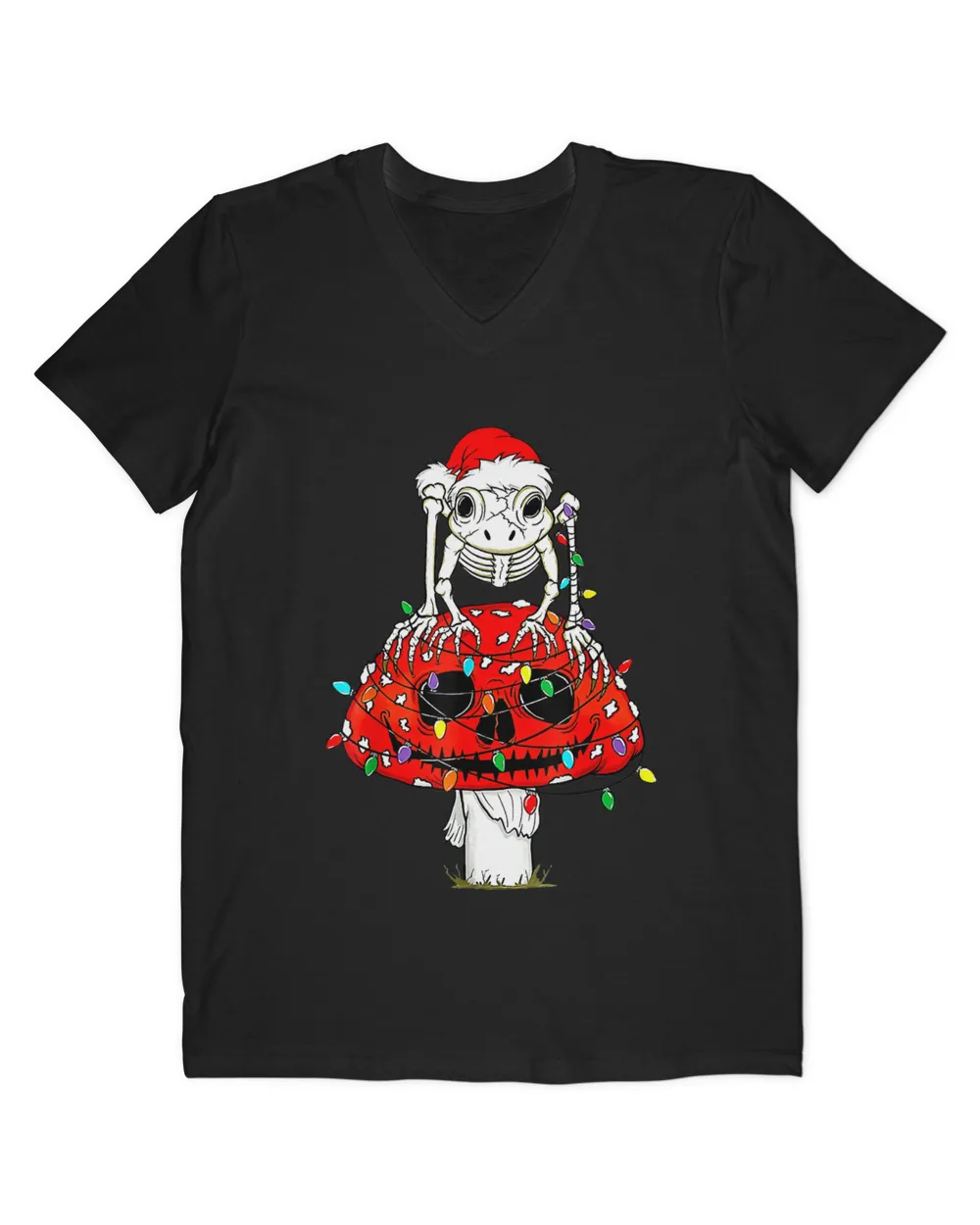 Cottagecore Skeleton Frog Skull Mushroom Goth Christmas T-Shirt