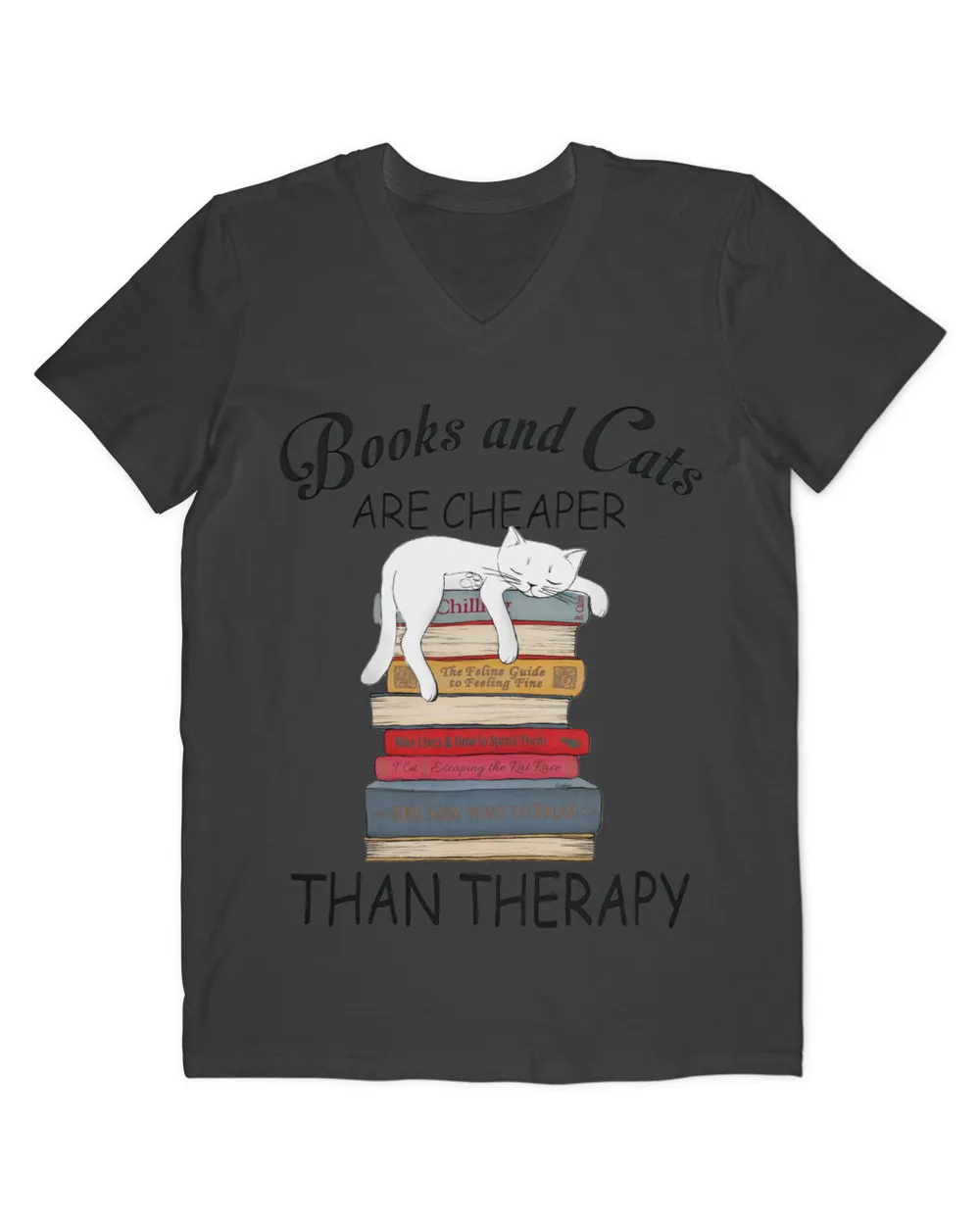 Books And Cats Are Cheaper Than Therapy QTCAT191222A6