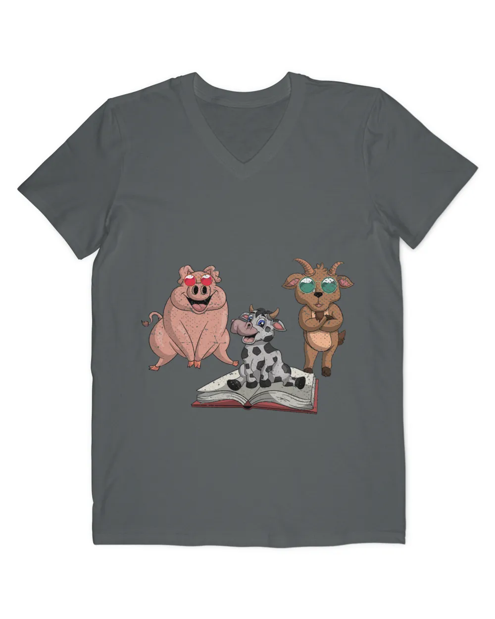 Book Reading Cow Funny Sunglasses Pig Goat Farm Animal