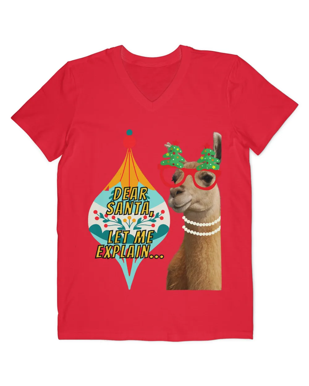 Letter to Santa retro ornament Llama mama xmas funny design