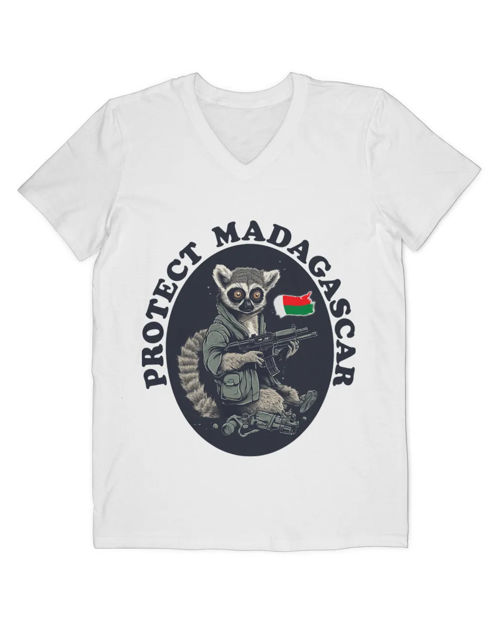 Protect Madagascar 2Lemur with Gun 2Flag