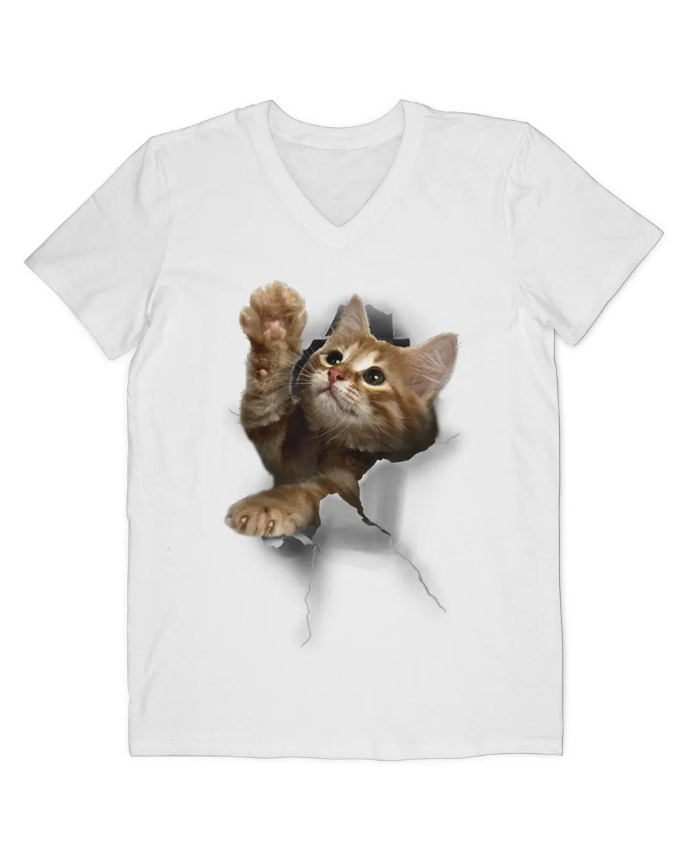 Lovely Kitten Cracked Wall T-Shirt Cats HOC010423A9