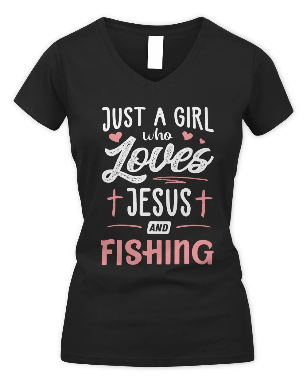 Just A Girl Who Loves Jesus And Fishing Women's V-Neck T-Shirt black s