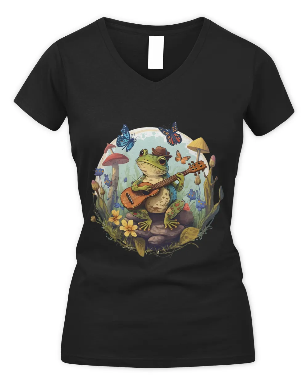 Frogs Cottagecore Aesthetic Frog Playing Banjo On Mushroom Cute