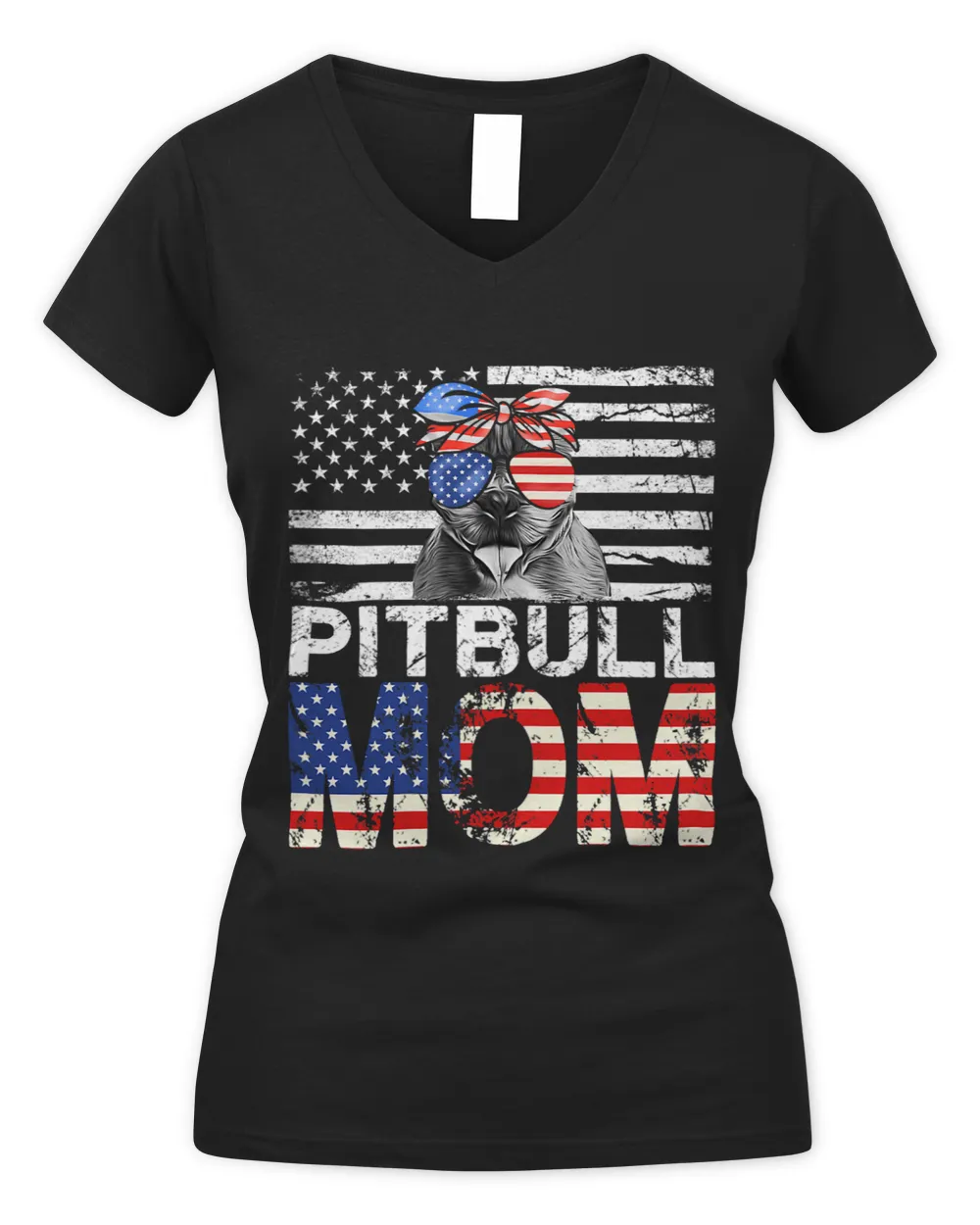 Womens Cool Pitbull Mom USA Flag Patriotic Mothers Day