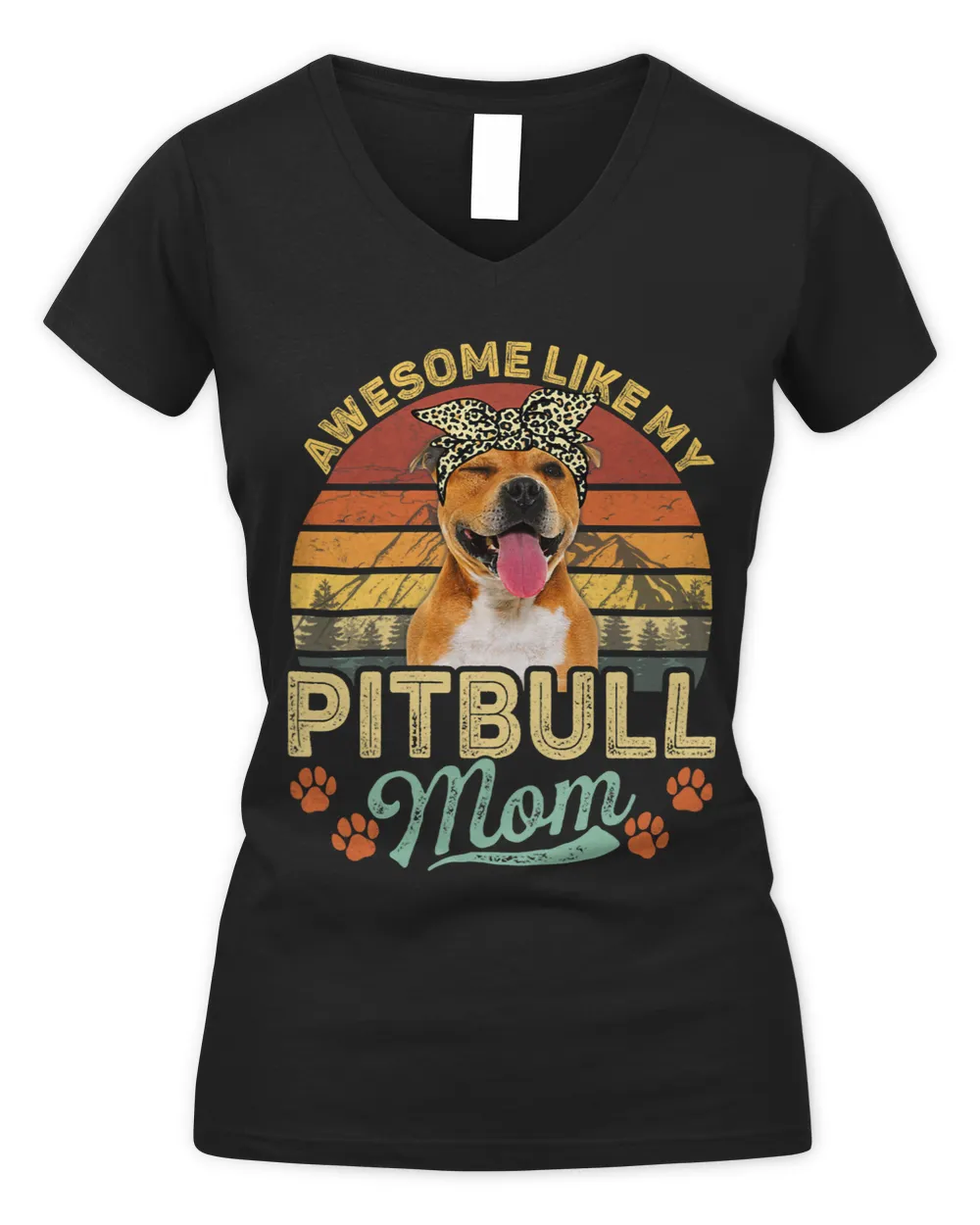 Womens Vintage Awesome Like My Pitbull Mom Dog Mom