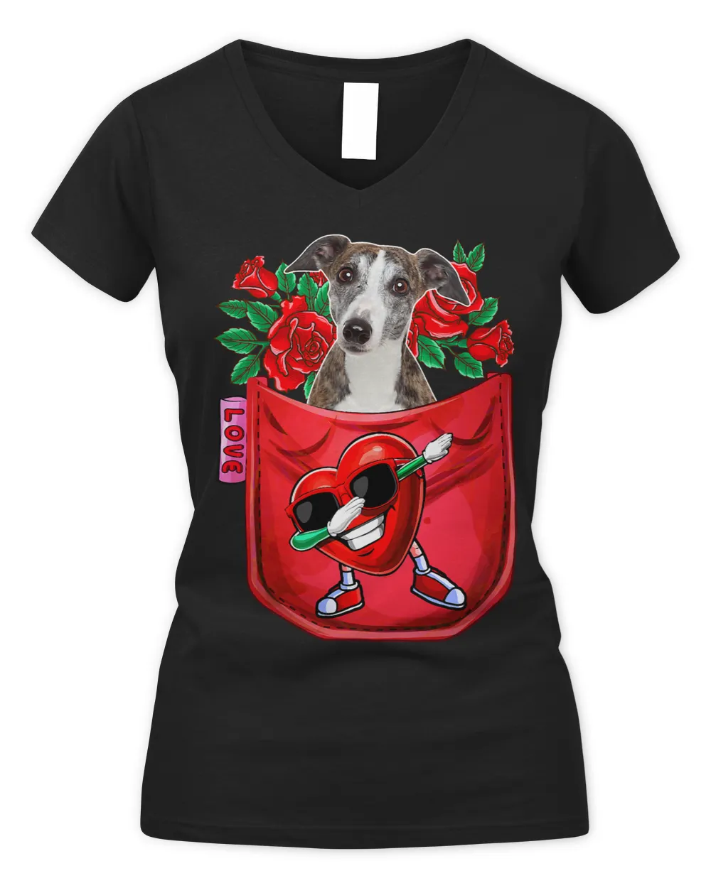 Whippet In Pocket Dabbing Heart Sunglasses Valentine Couple