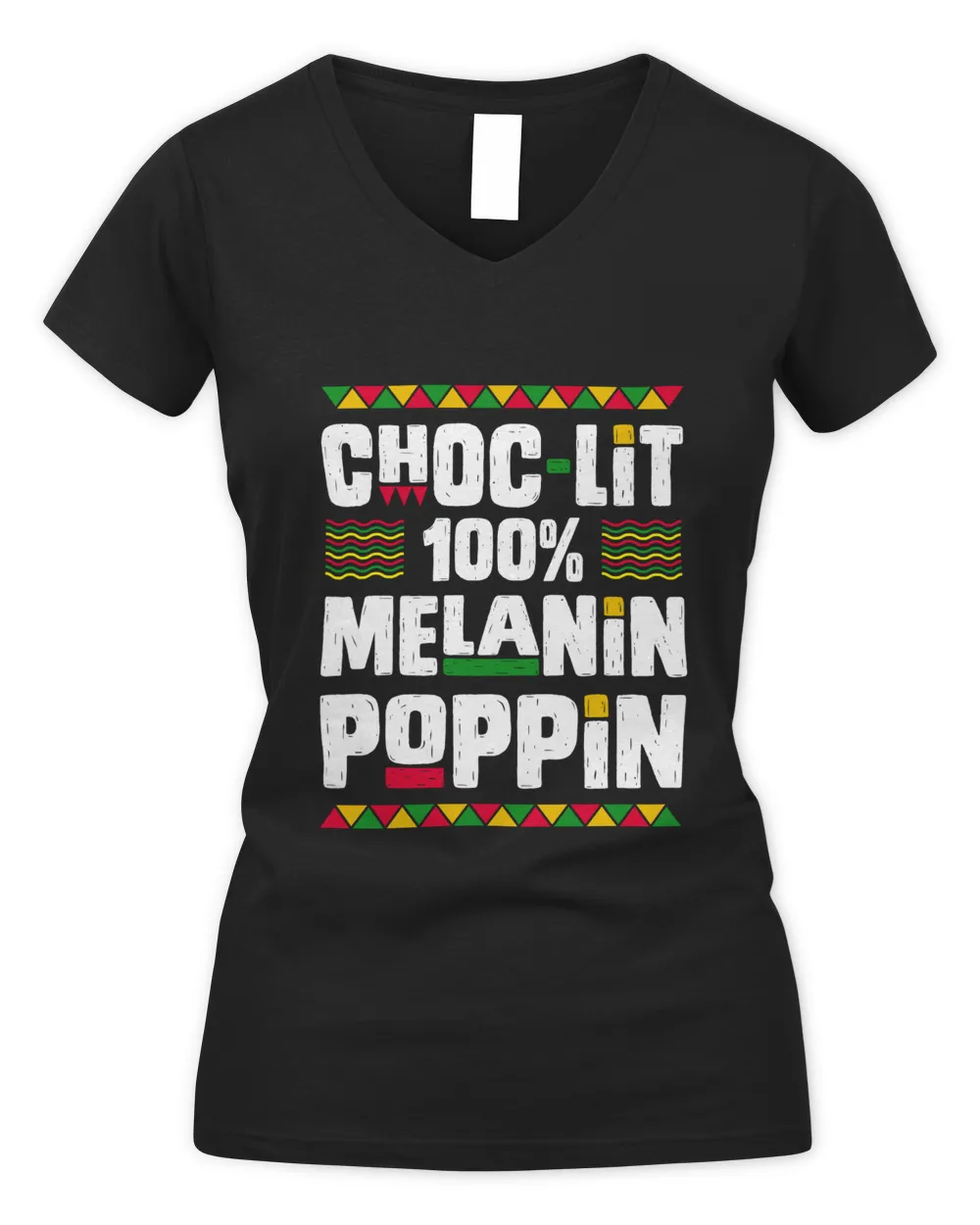 Choclit: 100% Melanin Poppin Women's V-Neck T-Shirt black s