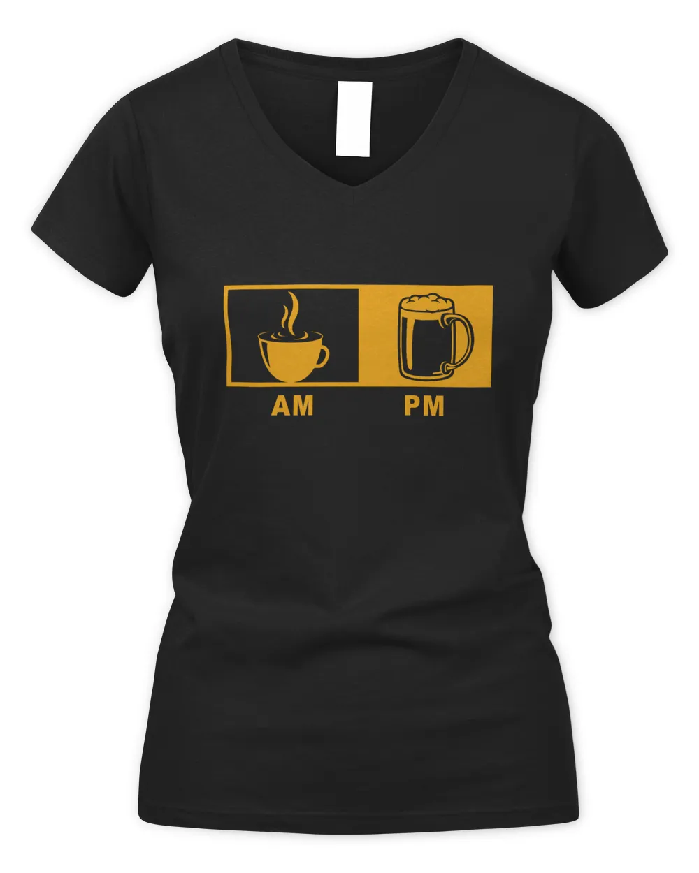 AM Cofffe PM Beer Women's V-Neck T-Shirt black s