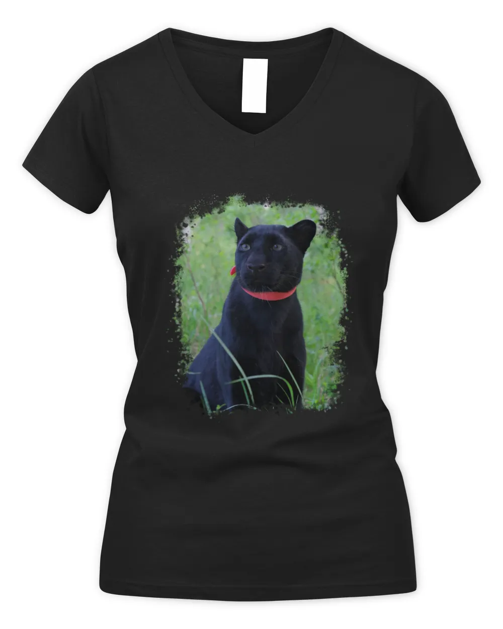 Luna The Pantera in The Forest Women's V-Neck T-Shirt black s