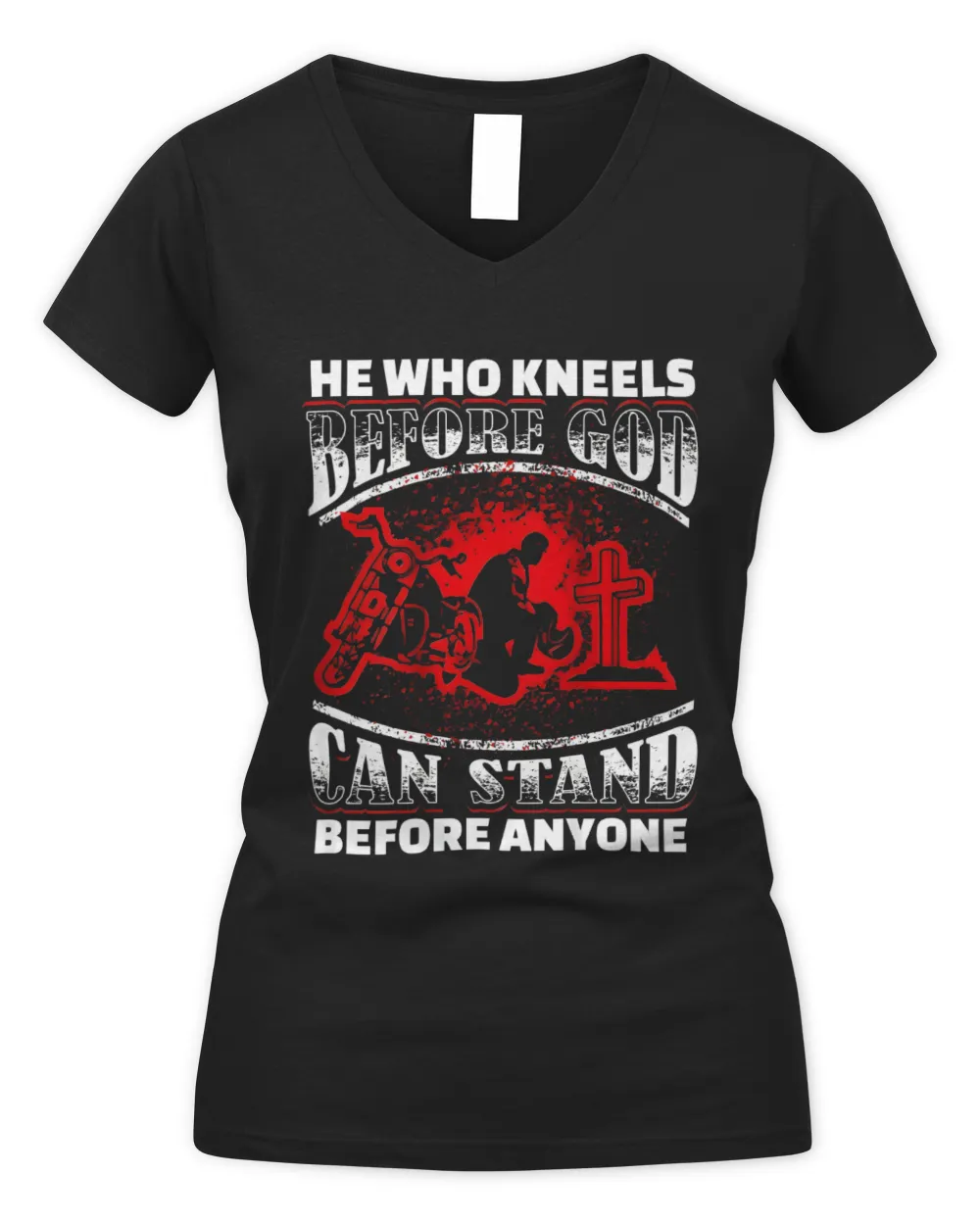 Kneels Befor God Biker Gifts Women's V-Neck T-Shirt black s