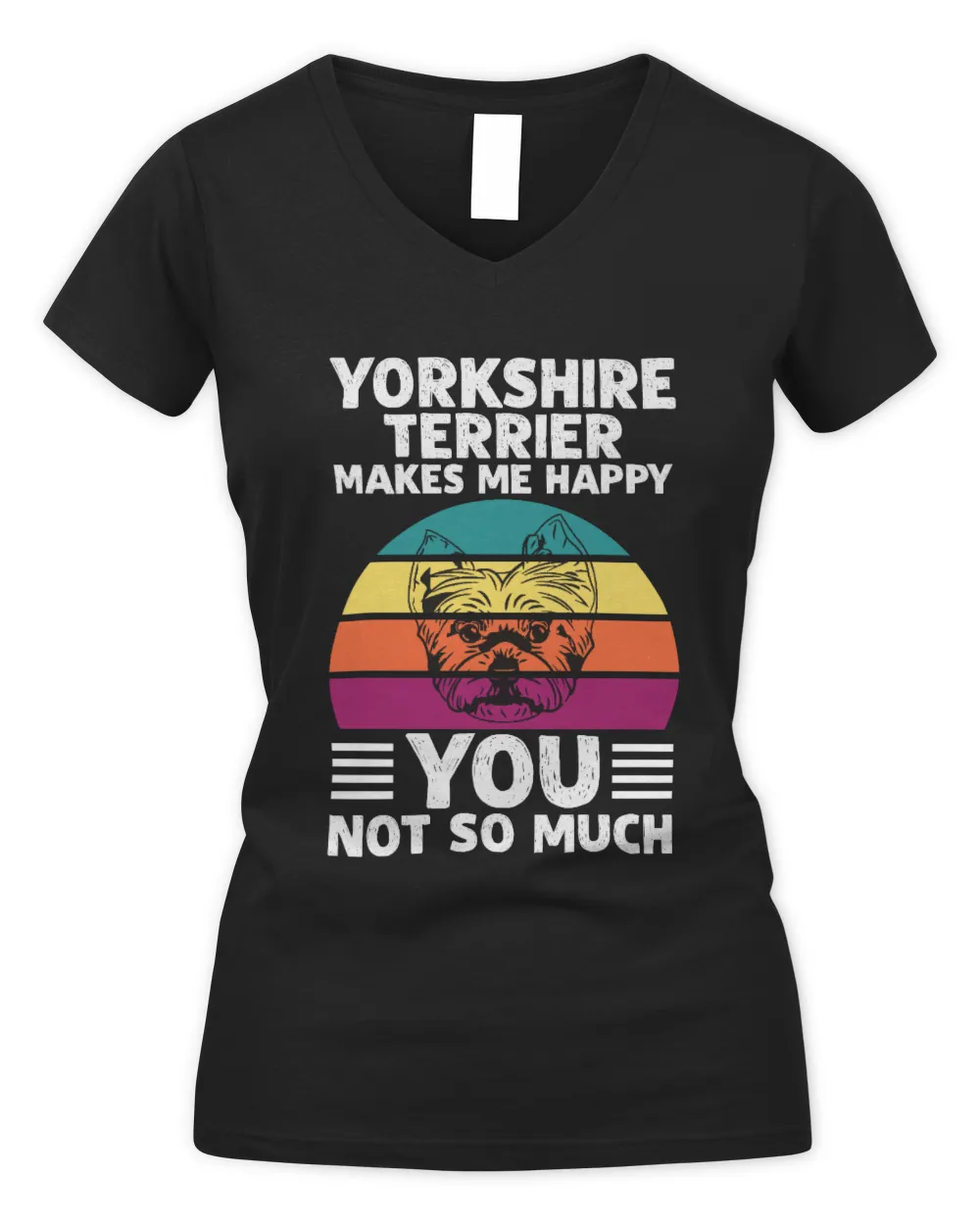 YORKSHIRE-TERRIER MAKES ME HAPPY Women's V-Neck T-Shirt black s