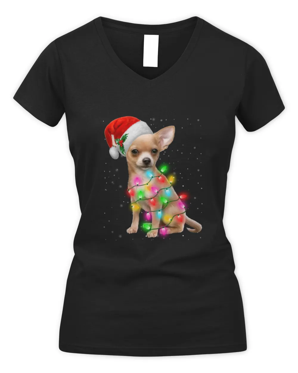 Chihuahua Dogs Tree Christmas Sweater Xmas Gifts Pet Dog Women's V-Neck T-Shirt black s