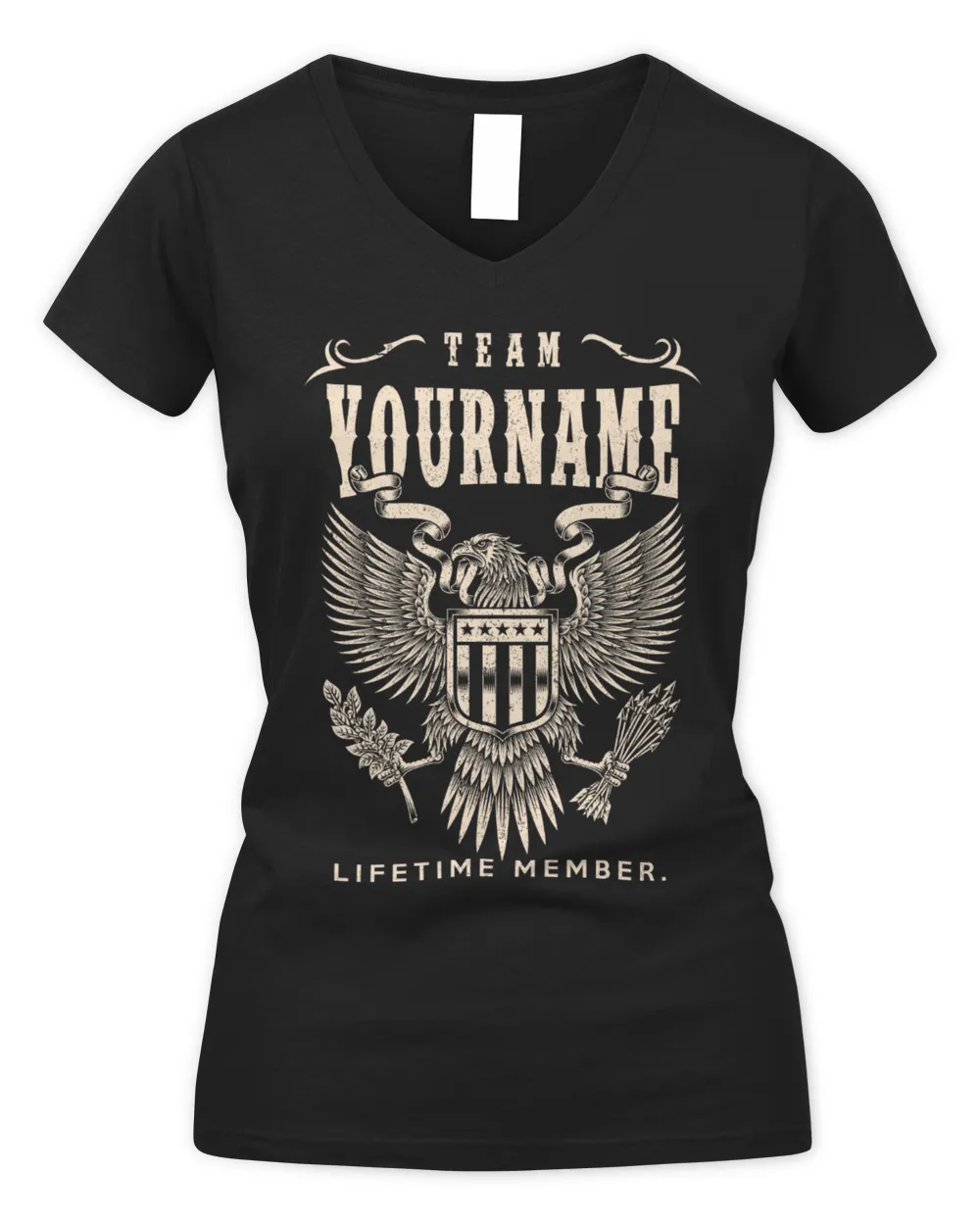 Personalized '[Your Name] Team' T-Shirt - Vintage Eagle Style Gift - LEA22 Women's V-Neck T-Shirt black s