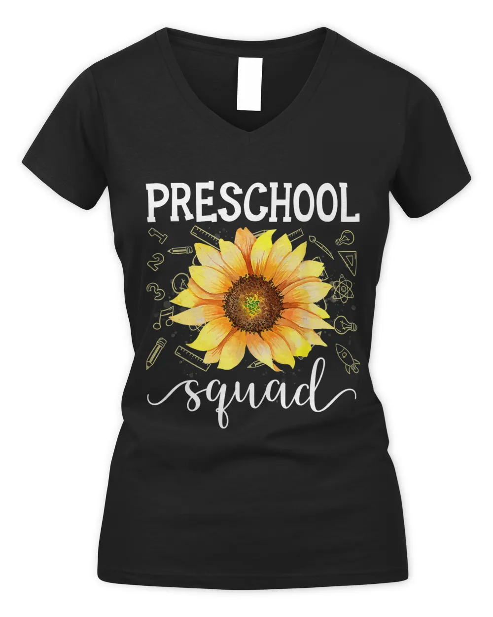 Sunflower Preschool Squad Teacher Funny Tee Back To School