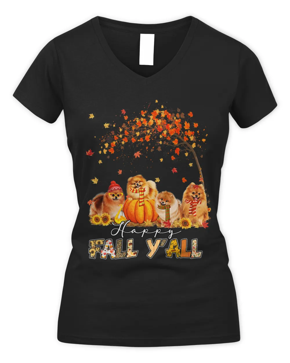 Happy Fall Yall Pomeranian Autumn Lover Pumpkins Halloween 225