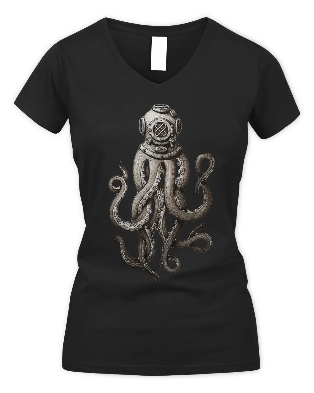 Retro SCUBA Diver Weird Octopus Design, Octopus Helmet T-Shirt