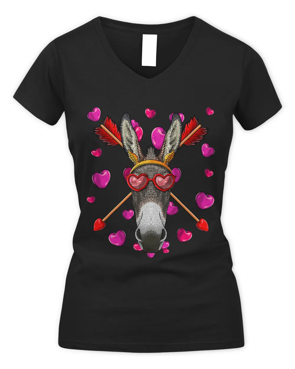 Donkey Valentines Day Animal Face Heart Glass Love Arrows