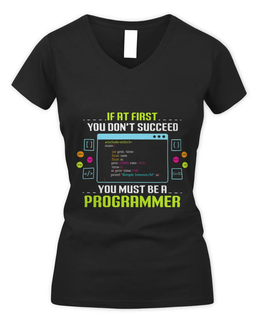 Program Developer Software Engineer Programmer Nerd Computer 3 68 Women's V-Neck T-Shirt black s