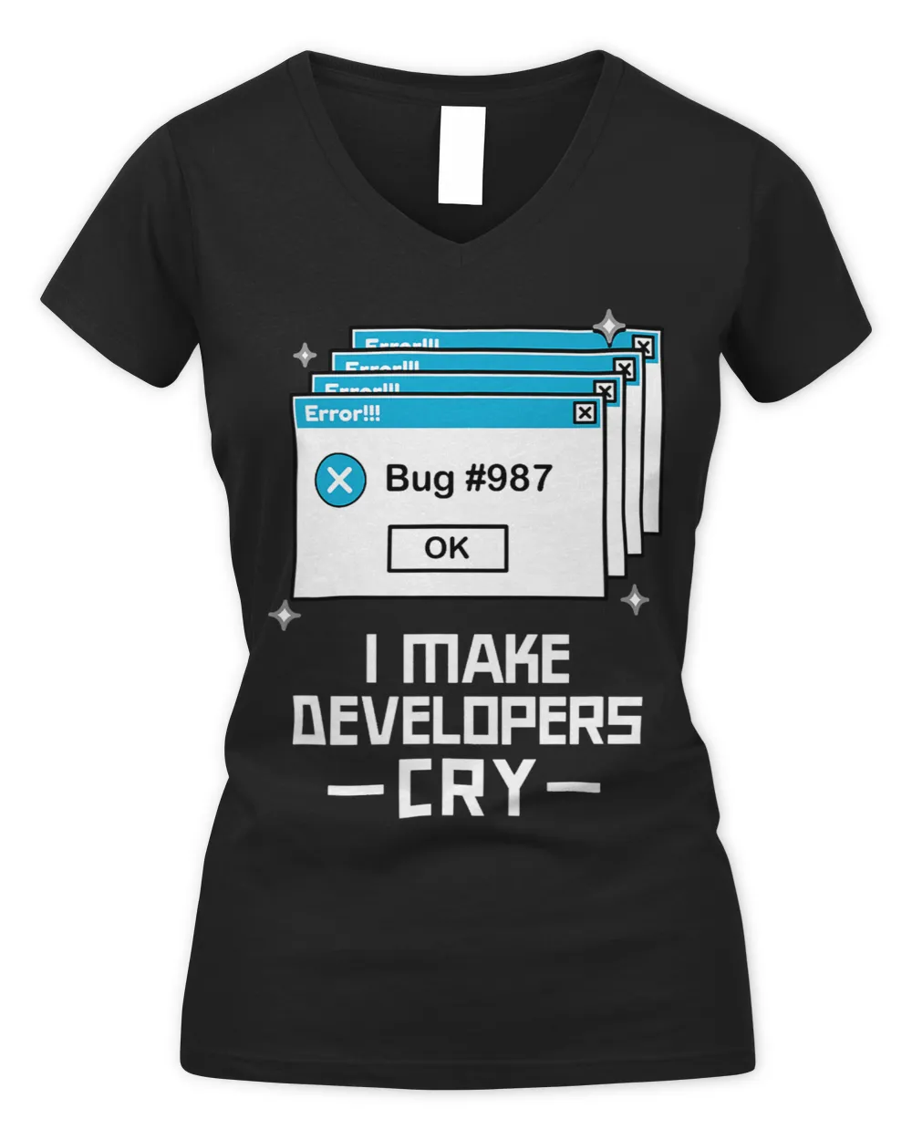 Funny QA Engineer QA Shirt I Make Developers Cry QA Tester Women's V-Neck T-Shirt black s