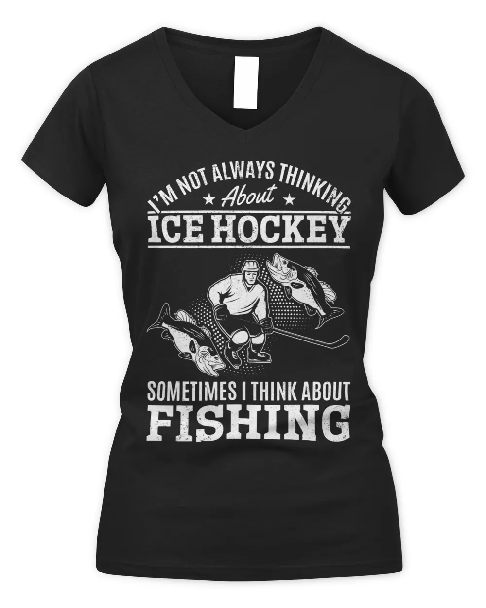 Fishing Ice Hockey Player Playing Hockey and Fishing Fisher