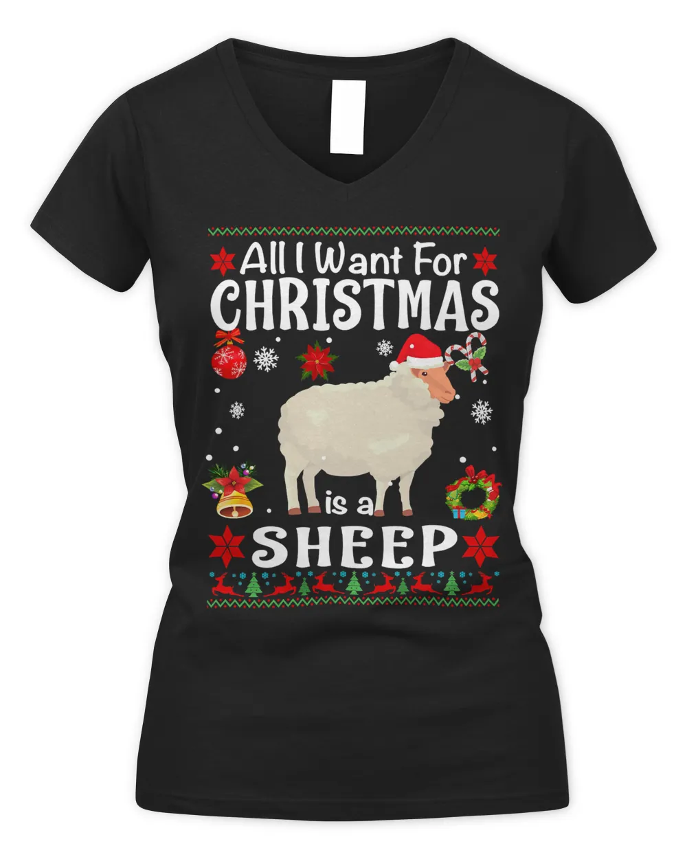 Sheep All I Want For Christmas Is A Sheep Farmer Ugly Sweater 215