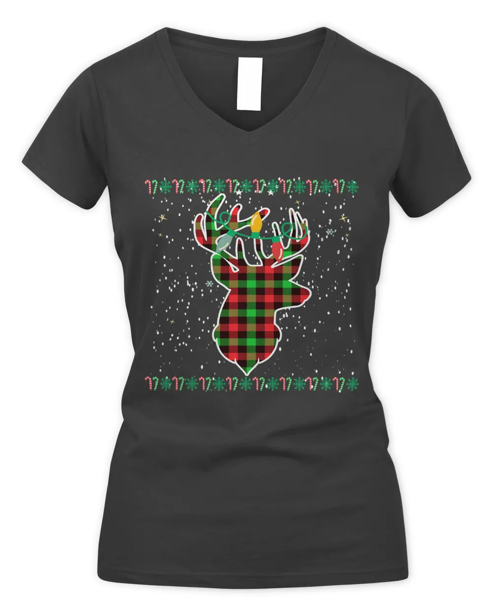 Deer Red Green Buffalo Plaid Deer Head Reindeer Christmas Pajama 39