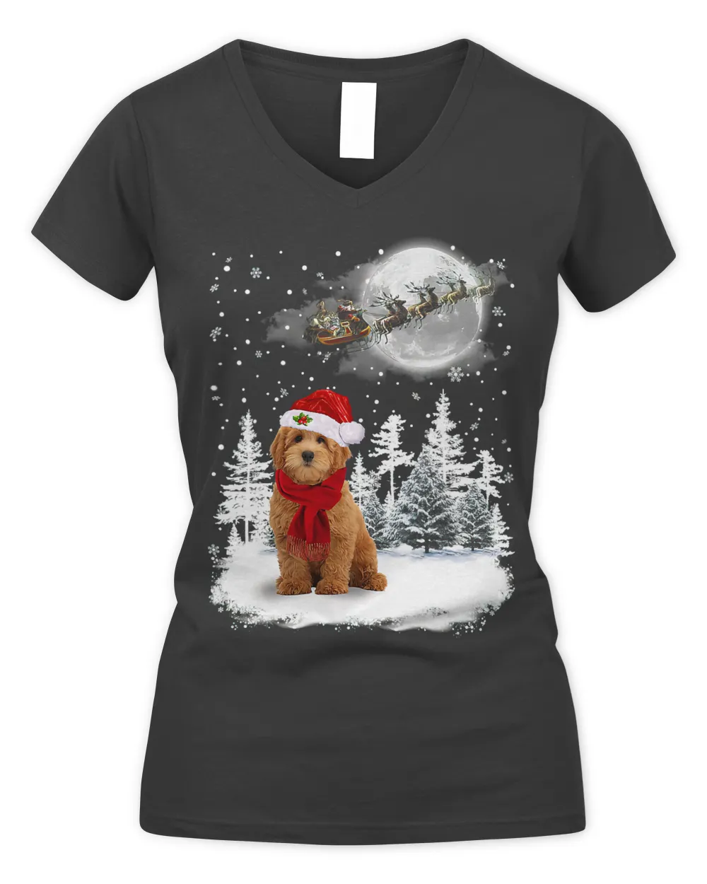 Goldendoodle Dog Under Moonlight Snow Christmas Pajama 7