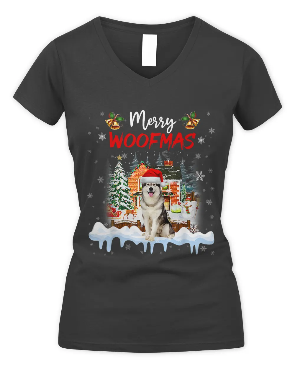 Merry Woofmas Alaskan Malamute Christmas Tree Dog Lover Xmas 107